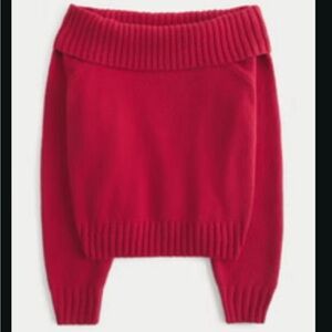 Hollister Red Off-the-Shoulder Sweater